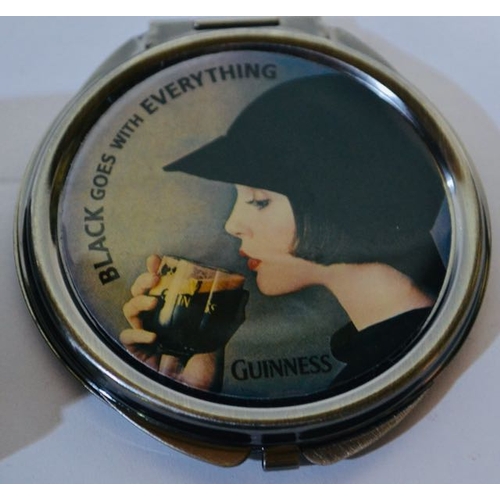 128 - 9ct Guinness Bottle Pendant (Hallmarked Above Label) + Guinness 'Black Goes with Everything' Compact