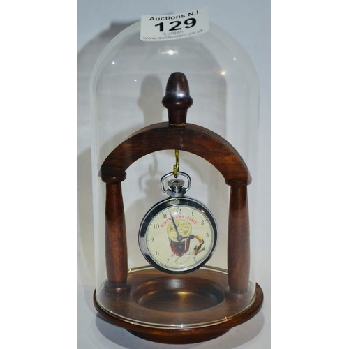 129 - Ingersoll Ltd London 'Guinness Time' Smiling Pint & Nodding Toucan Pocket Watch in Dome Display c195... 