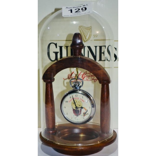 129 - Ingersoll Ltd London 'Guinness Time' Smiling Pint & Nodding Toucan Pocket Watch in Dome Display c195... 