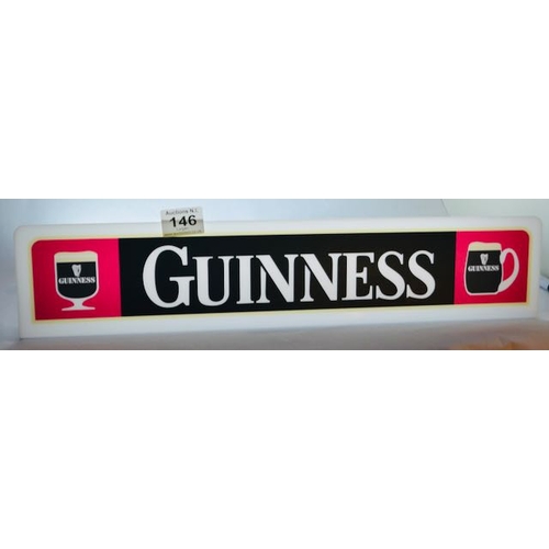 146 - Guinness Perspex Long Illuminated Sign - Appx 20x4.5