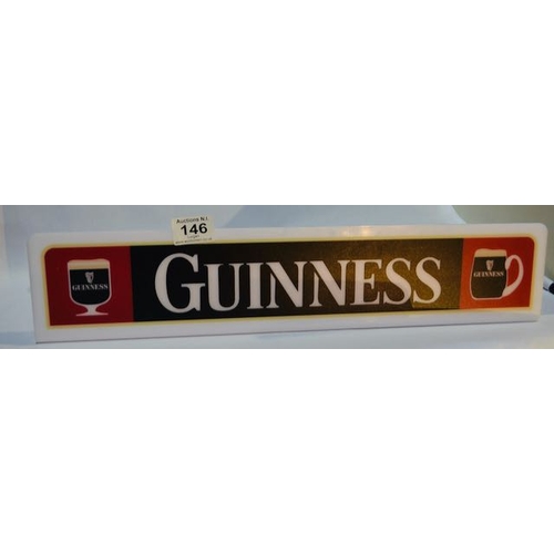 146 - Guinness Perspex Long Illuminated Sign - Appx 20x4.5