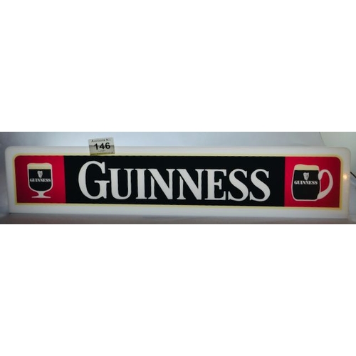 146 - Guinness Perspex Long Illuminated Sign - Appx 20x4.5