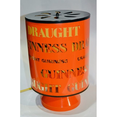 150 - Guinness Draught Spinning Shade Table Lamp on Orange Metal Base