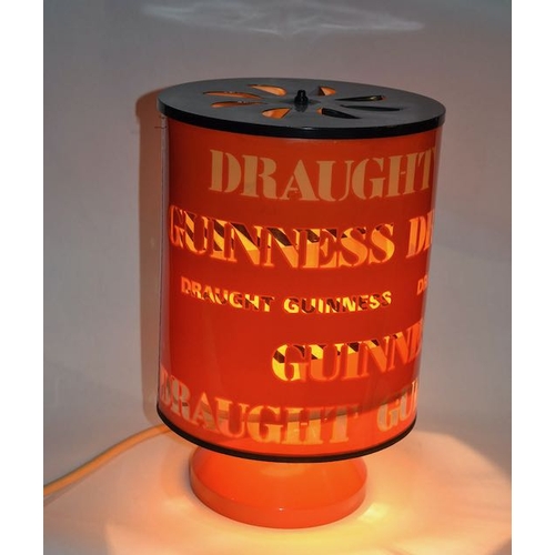 150 - Guinness Draught Spinning Shade Table Lamp on Orange Metal Base