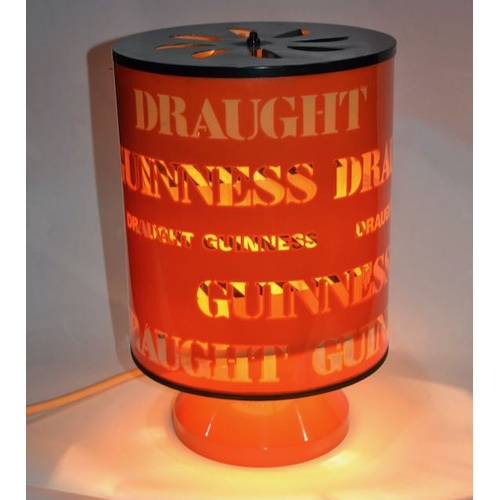 150 - Guinness Draught Spinning Shade Table Lamp on Orange Metal Base