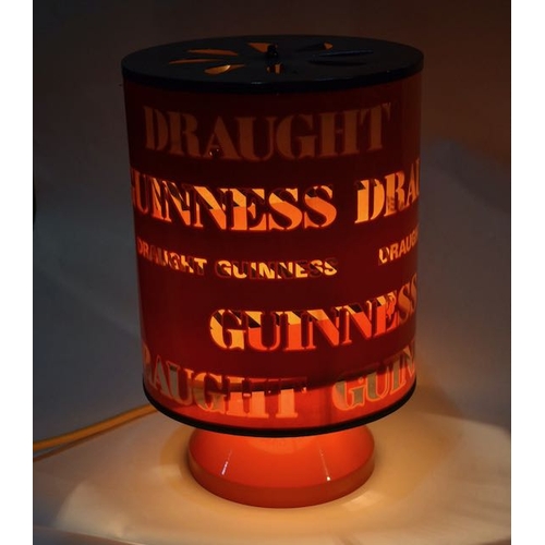 150 - Guinness Draught Spinning Shade Table Lamp on Orange Metal Base