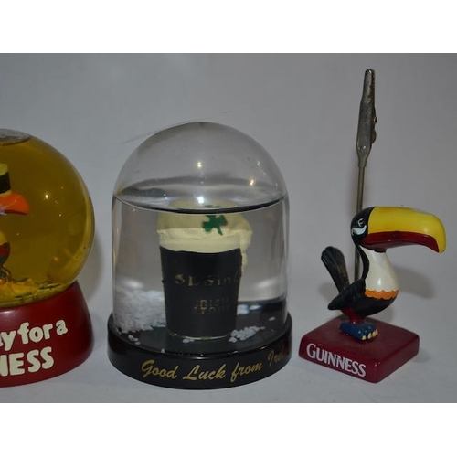 151 - Guinness & Co Weather Vane Toucan Water Ball + Guinness & Co Miniature Bottle Paperweight + Sláinte ... 