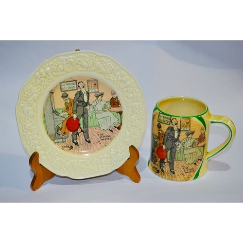 155 - Crown Ducal CMM 1932 'Bob Dean' Scened Plate Set of 5 Each with Matching Tankard c1937