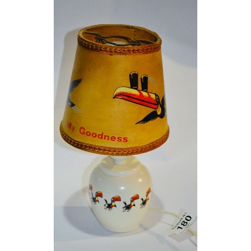 180 - Ceramic Guinness Toucan Table Lamp with My Goodness Toucan Shade - Appx 10