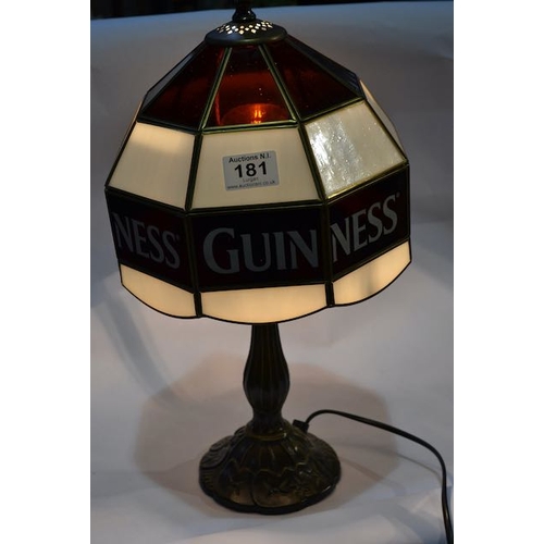 181 - Guinness Tiffany Style Bronzed Lamp - Appx 17