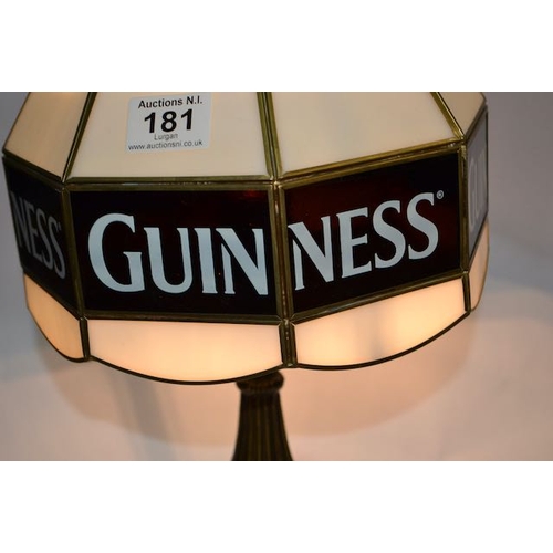 181 - Guinness Tiffany Style Bronzed Lamp - Appx 17