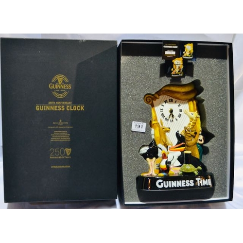 191 - Guinness & Co 250th Anniversary Guinness Clock Ltd Ed 174 of 350 with Matching Badge - Boxed with Ce... 