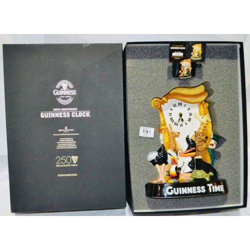 191 - Guinness & Co 250th Anniversary Guinness Clock Ltd Ed 174 of 350 with Matching Badge - Boxed with Ce... 