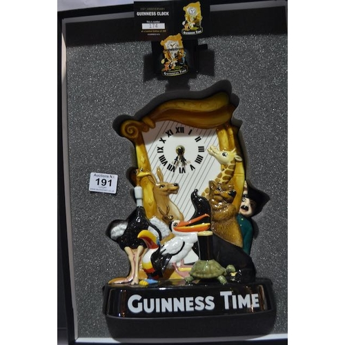 191 - Guinness & Co 250th Anniversary Guinness Clock Ltd Ed 174 of 350 with Matching Badge - Boxed with Ce... 