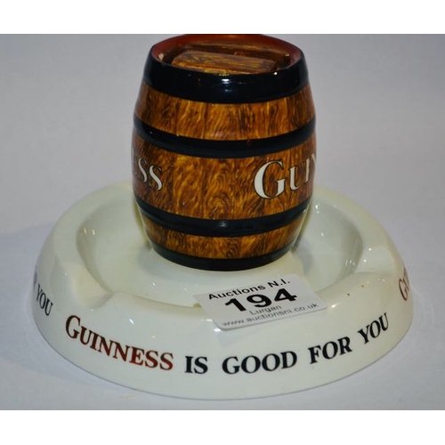 194 - Guinness Is Good For You Barrel Match Holder Ashtray by Mintons Ltd