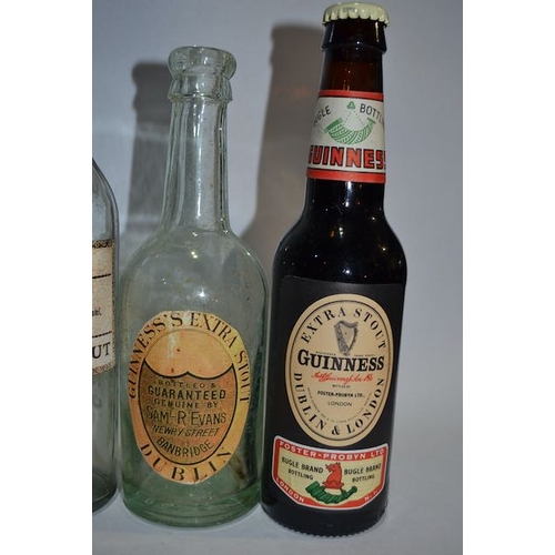 199 - Collection of 4 Vintage Bottles with Printed Guinness Labels + Guinness Bugle Brand Foster Probyn Lt... 