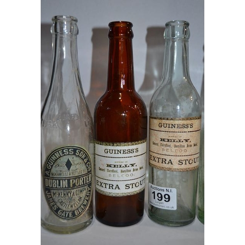 199 - Collection of 4 Vintage Bottles with Printed Guinness Labels + Guinness Bugle Brand Foster Probyn Lt... 