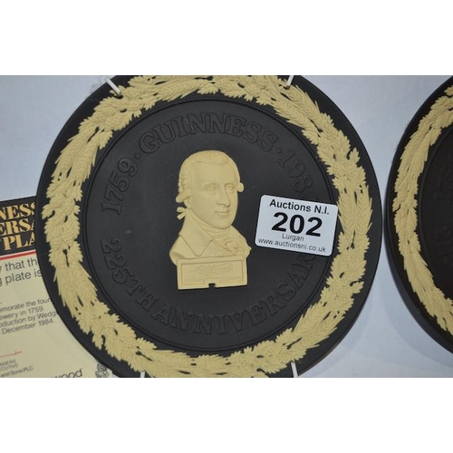 202 - The Guinness 225th Anniversary Wedgwood Plate x2 - With 1 Cert - Appx 6.5