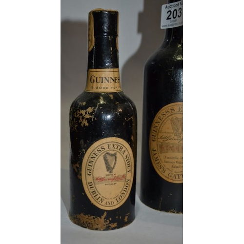 203 - Trio of Vintage Cardboard Guinness Bottles with Removable Base