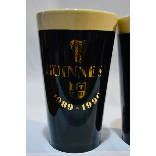 205 - Pair of Large Ceramic Bar Guinness Pint Charity Moneyboxes (1 with Original Chain) - Appx 10x6