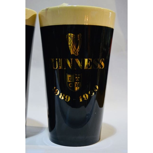 205 - Pair of Large Ceramic Bar Guinness Pint Charity Moneyboxes (1 with Original Chain) - Appx 10x6