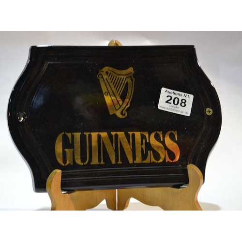 208 - Ceramic Black & Gold Gilt Guinness Plaque - Appx 9.5x6.5