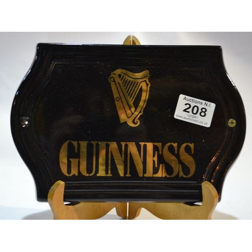 208 - Ceramic Black & Gold Gilt Guinness Plaque - Appx 9.5x6.5