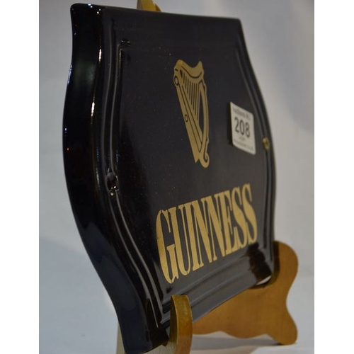 208 - Ceramic Black & Gold Gilt Guinness Plaque - Appx 9.5x6.5