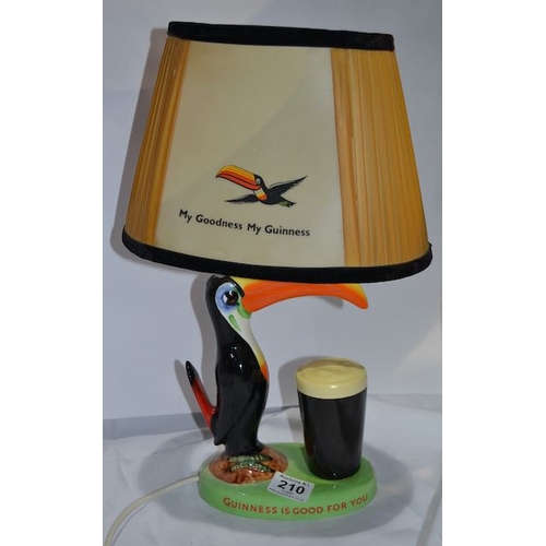 210 - Arklow Pottery Made in Republic of Ireland for Arthur Guinness Toucan & Pint Lamp with Original Doub... 