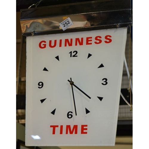 252 - 1960s White Perspex Guinness Time Hanging Clock