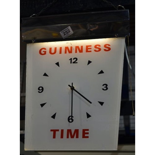 252 - 1960s White Perspex Guinness Time Hanging Clock