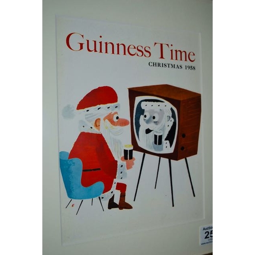 256 - Framed Guinness Time Christmas 1958 Print - 13.5x16.5