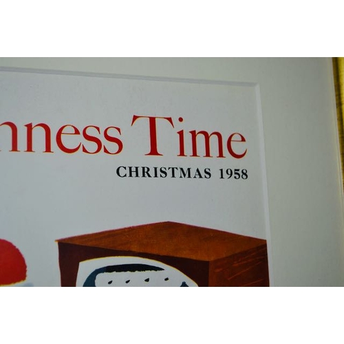 256 - Framed Guinness Time Christmas 1958 Print - 13.5x16.5