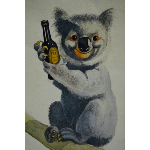 264 - An Orignal Watercolour Koala Bear Holding A Bottle Of Guinness Signed By John Gilroy - 15