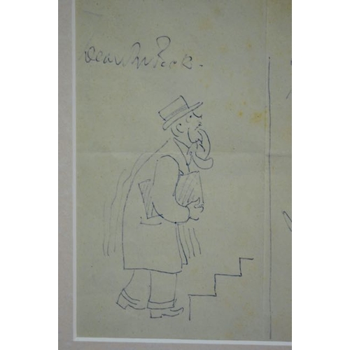 267 - Original Biro Sketch Dated 30/1/49 By John Gilroy (Thank You For Your Hospitality) Sketched by Gilro... 