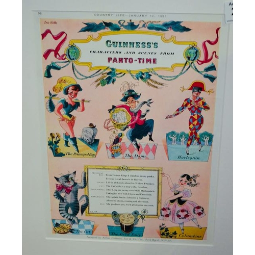 230 - Framed Eric Hobbs Print - Guinness Characters and Scenes from Panto-Time - 14x18