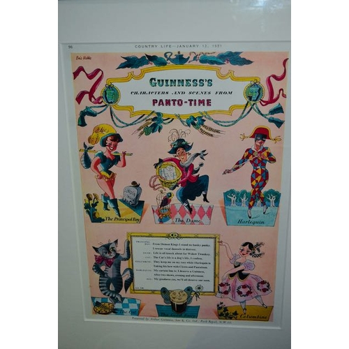 230 - Framed Eric Hobbs Print - Guinness Characters and Scenes from Panto-Time - 14x18