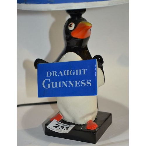 233 - Ceramic Draught Guinness Penguin Revolving Shade Lamp - 16