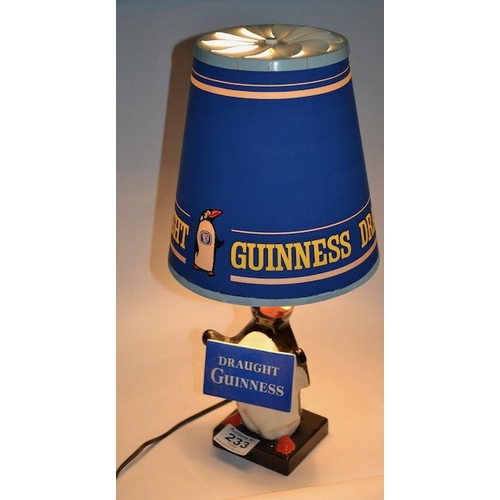 233 - Ceramic Draught Guinness Penguin Revolving Shade Lamp - 16