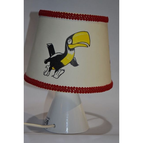 236 - Ceramic Cone Hand Drawn Toucan Shade Lamp - 10