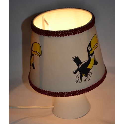 236 - Ceramic Cone Hand Drawn Toucan Shade Lamp - 10