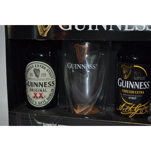 239 - Guinness Original, Guinness Foreign Extra + Guinness Official Pint Glass Presentation