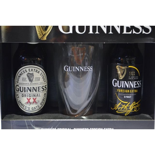 239 - Guinness Original, Guinness Foreign Extra + Guinness Official Pint Glass Presentation