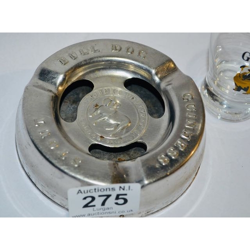 275 - Silvaray Robert Porter & Co Guinness Bulldog Ashtray + Shot Glass