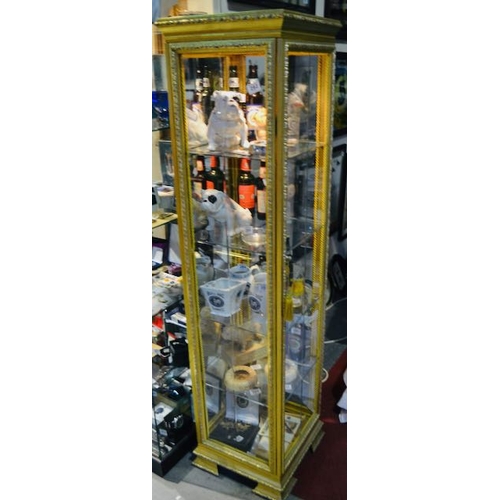 292 - Highly Ornate Gold Gilt Glass Shelved Display Cabinet with Light