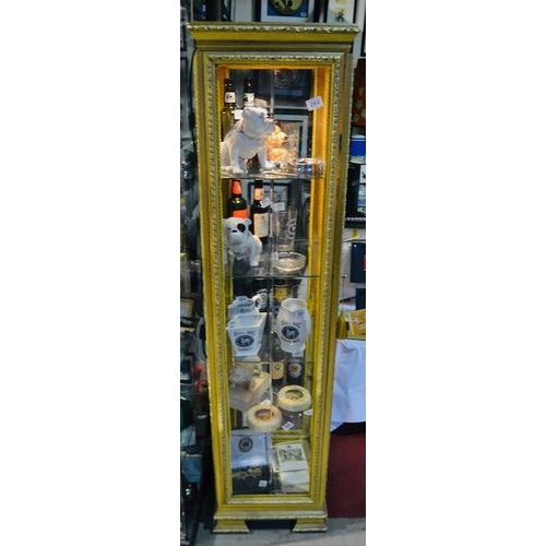 292 - Highly Ornate Gold Gilt Glass Shelved Display Cabinet with Light