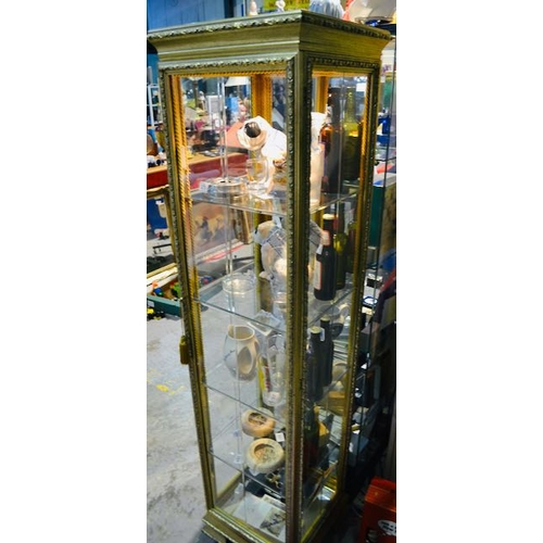 292 - Highly Ornate Gold Gilt Glass Shelved Display Cabinet with Light