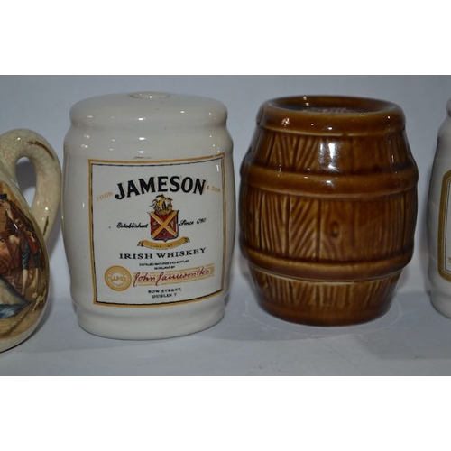 348 - Miniature Paddy, Jameson & Rutherfords Whiskey Barrel + Miniature Orlando Cherry Brandy Flagon + Lif... 