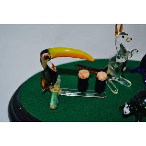 349 - Pirelli Glass Guinness Zoo Animal Menagerie Collection on Stand - 4 Animals