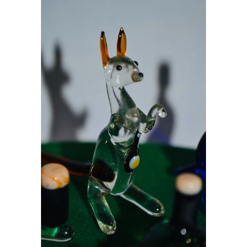 349 - Pirelli Glass Guinness Zoo Animal Menagerie Collection on Stand - 4 Animals